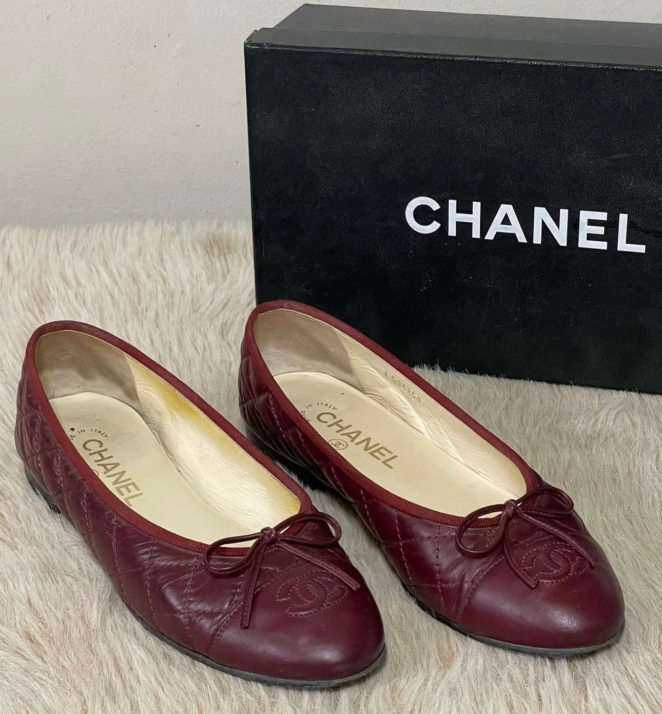 Chanel Quilted Cap Toe Ballerina Flats