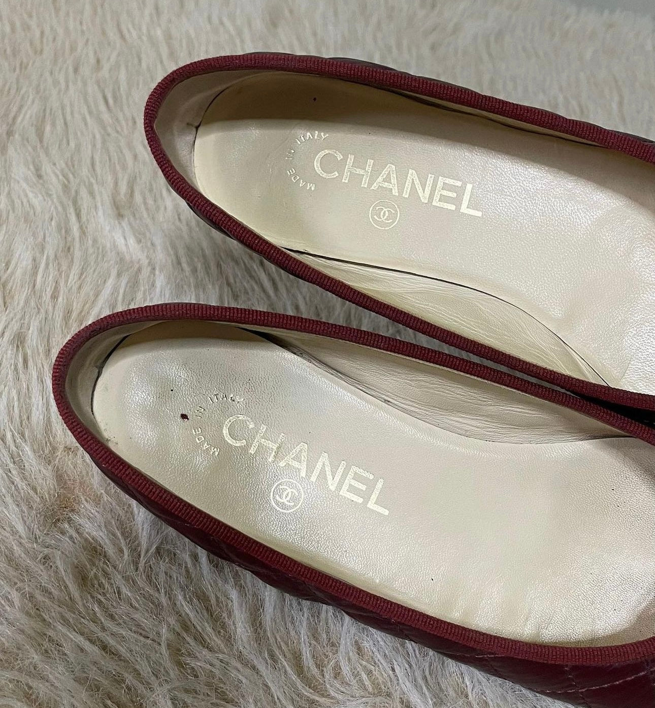 Chanel Quilted Cap Toe Ballerina Flats