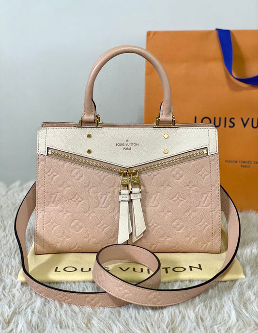 LOUIS VUITTON
Beige Rose Cream Monogram Empreinte Leather Sully PM Bag